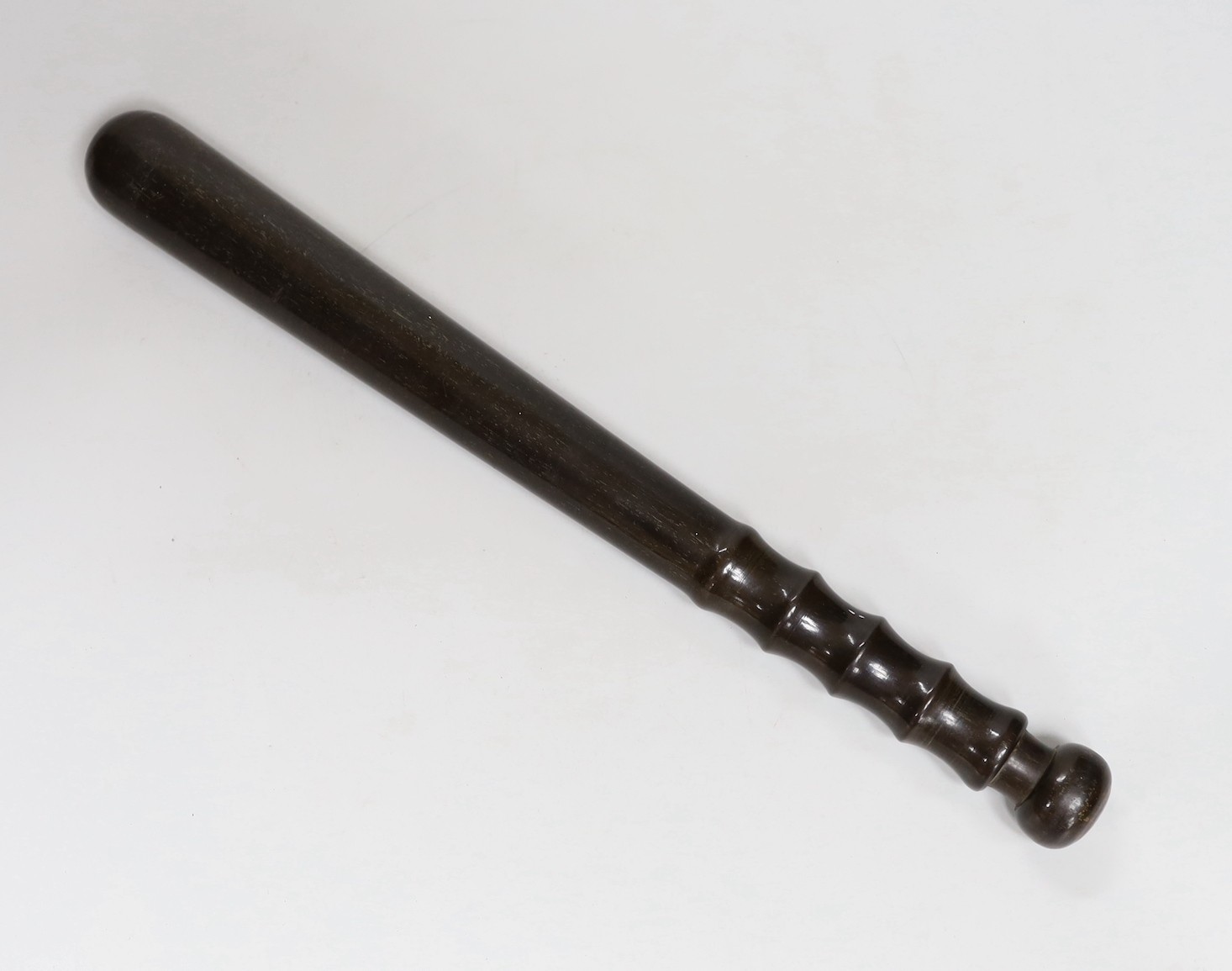 A George V sterling mounted hardwood truncheon with engraved dedication 'Presented to Special Constable Walter Brown for service during the Railway Strike 1911'